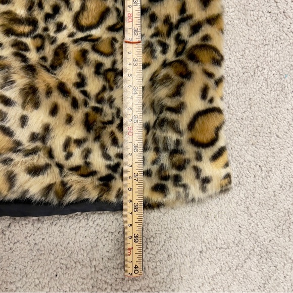 Faux fur leopard coat could fit small peacoat trench pockets snaps mobwife gift - Picture 9 of 12